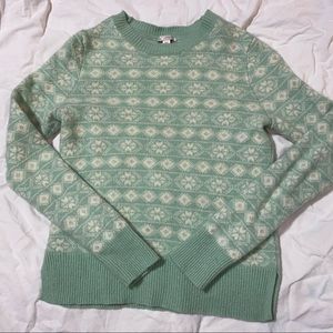 Gap Mint/Pastel Green Floral Knit Sweater